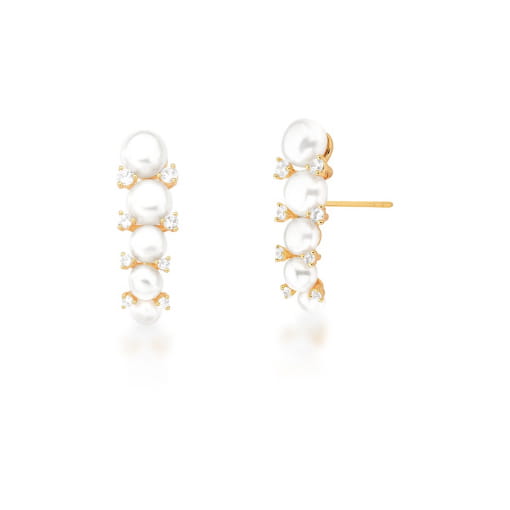 BRINCO EAR HOOK COM PÉROLAS DE ÁGUA DOCE BANHADO A OURO