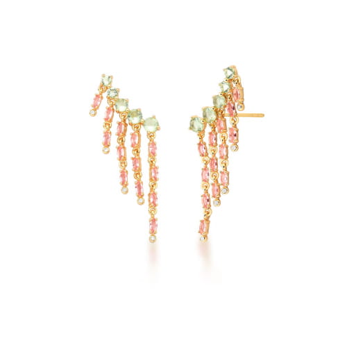 BRINCO EAR CUFF COM ZIRCÔNIAS COLORIDAS BANHADO A OURO