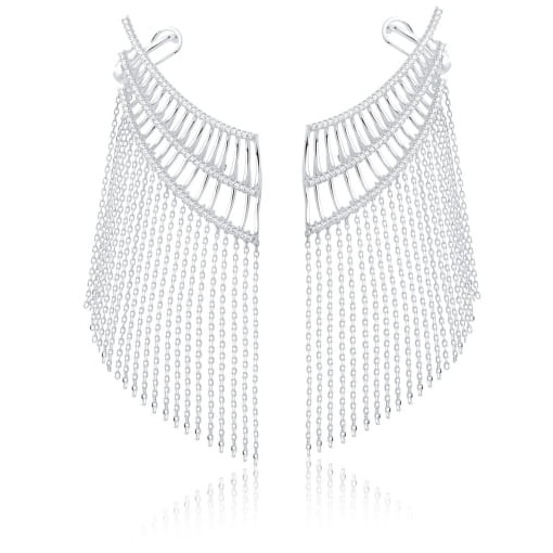BRINCO EAR CUFF CRAVEJADO COM FRANJAS LISAS