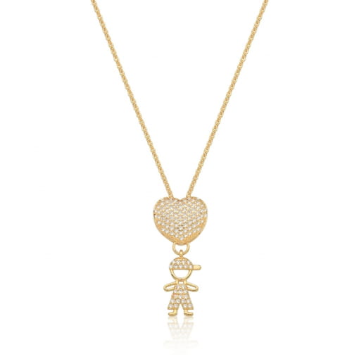 CORRENTE COM PINGENTE DE MENINO BRANCO BANHADA A OURO