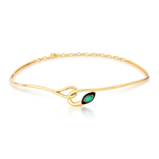 GARGANTILHA DE COBRA CURVO ESMALTADO BANHADO A OURO