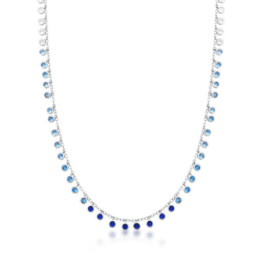 CHOKER COM ZIRCÔNIAS REDONDAS AZUL DEGRADE BANHADA A RÓDIO