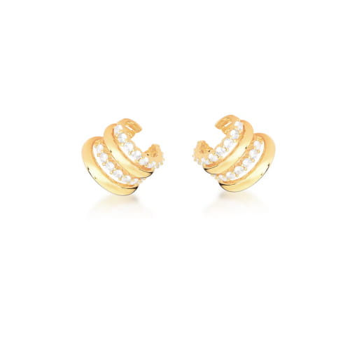 PIERCING DE ORELHA QUATRO FILEIRAS COM ZIRCÔNIAS BANHADO A OURO