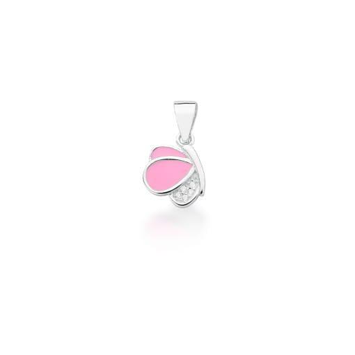 PINGENTE KIDS DE BORBOLETA ESMALTADO E ZIRCÔNIAS PRATA LISA