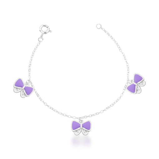 PULSEIRA KIDS COM TRÊS PINGENTES DE LAÇO PRATA LISA