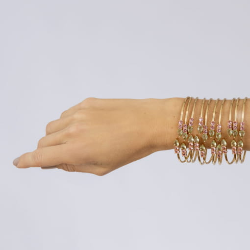 BRACELETE ABERTO COM ZIRCÔNIAS COLORIDAS BANHADO A OURO