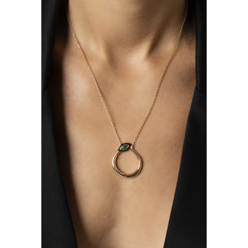 CORRENTE COM PINGENTE DE COBRA ESMALTADO BANHADA A OURO