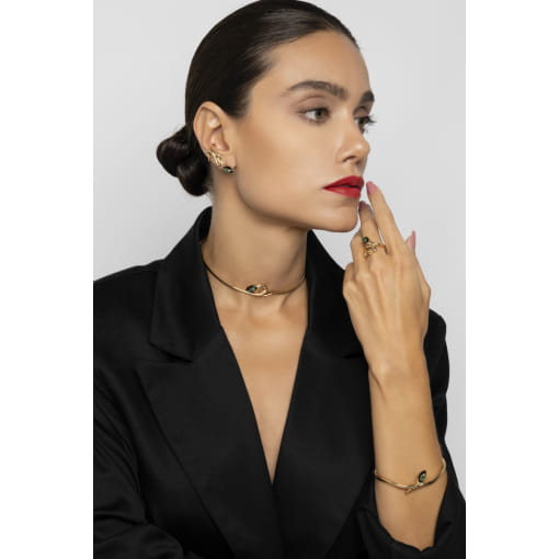 GARGANTILHA DE COBRA CURVO ESMALTADO BANHADO A OURO