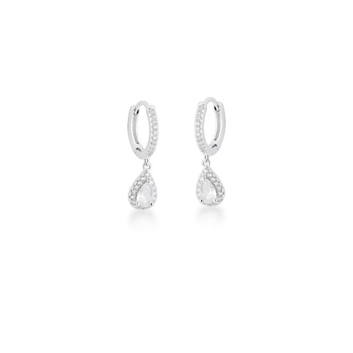 ARGOLA COM PINGENTE DE GOTA CRISTAL PRATA RODINADA