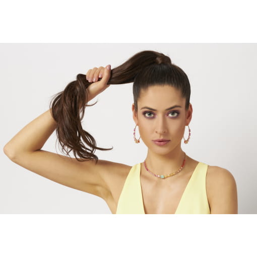 CHOKER COM CRISTAIS RETANGULARES COLORIDOS BANHADA A OURO