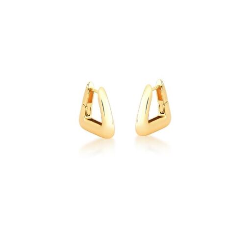 ARGOLA TRIANGULAR LISA BANHADA A OURO