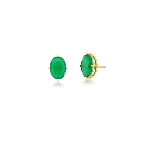 BRINCO COM CRISTAL OVAL BANHADO A OURO
