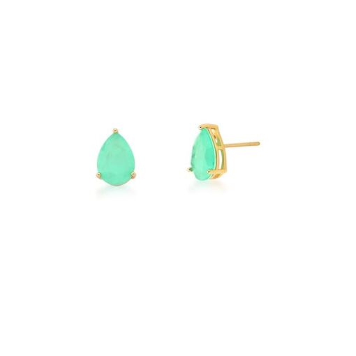 BRINCO COM CRISTAL EM GOTA BANHADO A OURO