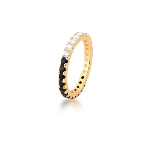 ANEL BÁSICO PEDRA CONTORNO 1 LINHA BAN. DOURADO