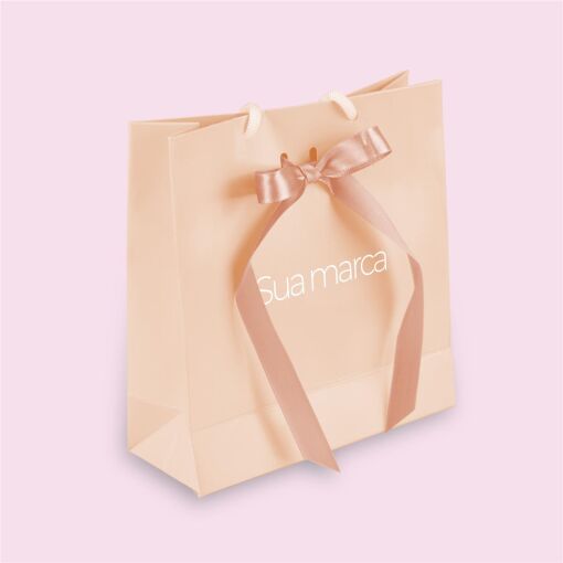 SACOLA PERSONALIZADA 16X17CM COM FITA SALMÃO VALOR UNIT. P/ 500