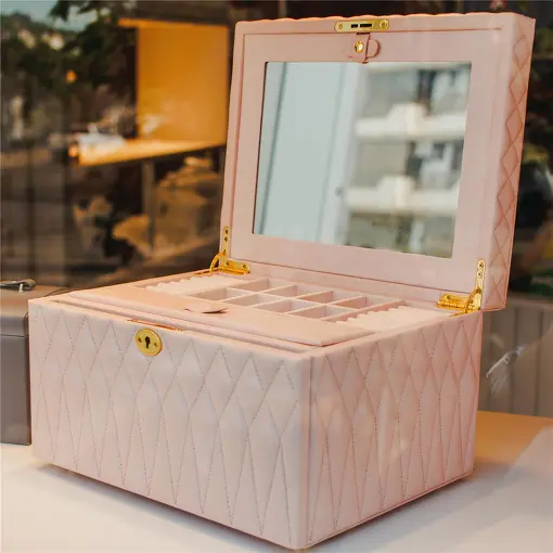 PORTA JOIAS EXCLUSIVE PREMIUM MATELASSÊ ROSA