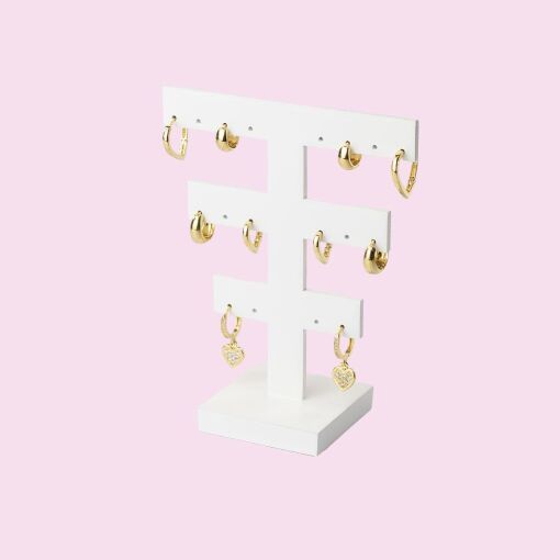 EXPOSITOR LAQUEADO PARA BRINCOS TRIPLO