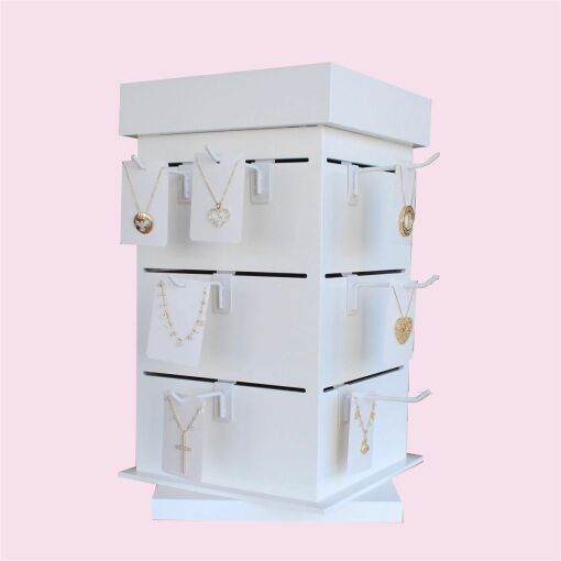 EXPOSITOR LAQUEADO PARA GANCHEIRAS GIRATÓRIO