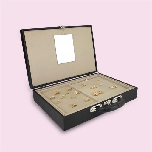 MALETA DUPLA REVENDEDORA 25X37,5CM LINHO PRETO