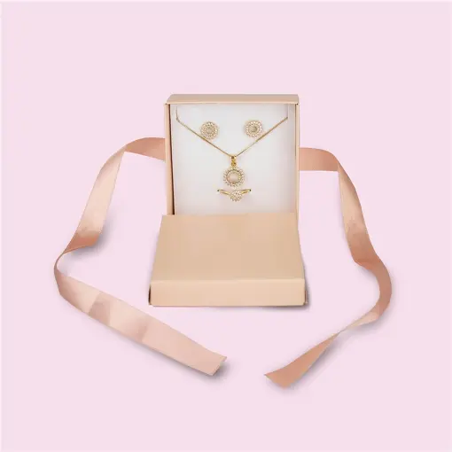 CAIXA PARA JOIAS 08X08CM COM 10 UN SALMÃO COM FITA