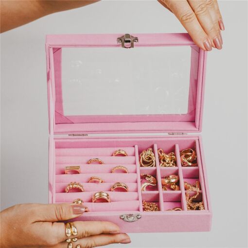 PORTA JOIAS EXCLUSIVE COM VISOR ROSA