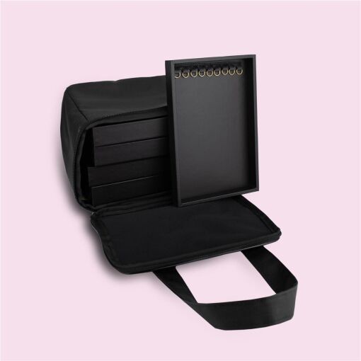 BOLSA REVENDEDORA 5 BANDEJAS 16X23CM LINHO PRETO