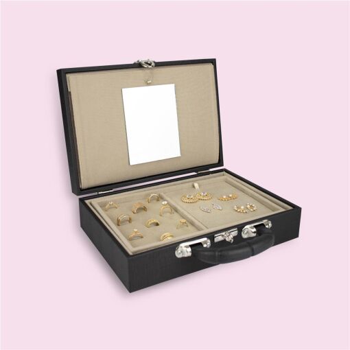 MALETA DUPLA REVENDEDORA 21X29CM LINHO PRETO