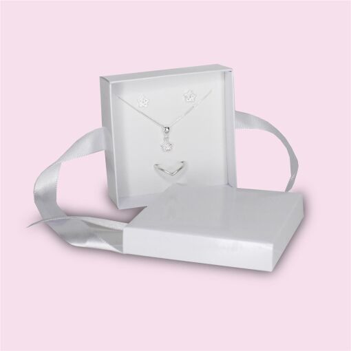 CAIXA PARA JOIAS  08X08CM COM 10 UN BRANCA COM FITA PAPER ART