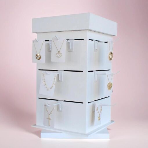 EXPOSITOR LAQUEADO PARA GANCHEIRAS GIRATÓRIO