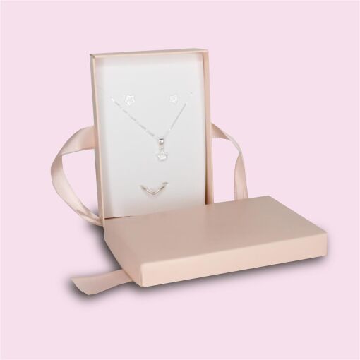 CAIXA PARA JOIAS 08X12CM COM 10 UN SALMÃO COM FITA PAPER ART