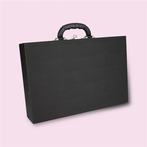 MALETA DUPLA REVENDEDORA 25X37,5CM LINHO PRETO