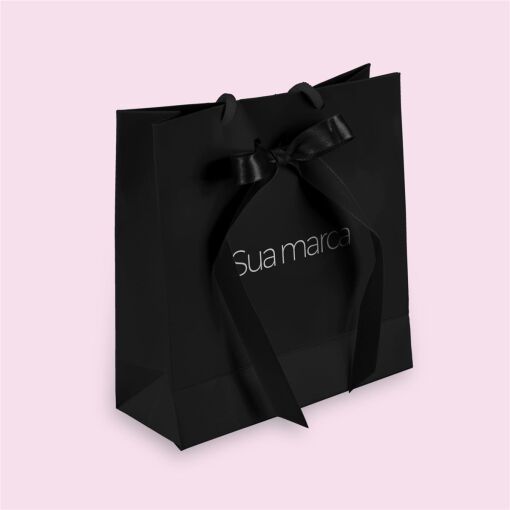 SACOLA PERSONALIZADA 16X17CM COM FITA PRETO VALOR UNIT. P/ 500 U