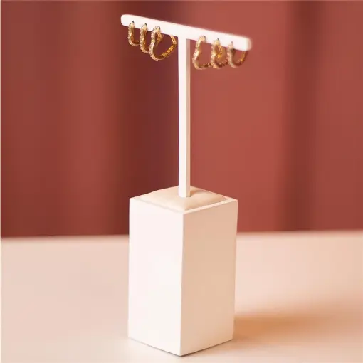 EXPOSITOR BRINCO T PÉROLA LAQUEADO + FACTO OFF WHITE PARA 3 PARE