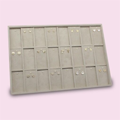 BANDEJA 24 ESPAÇOS COM CARTELA SUEDE AREIA 25X37,5CM