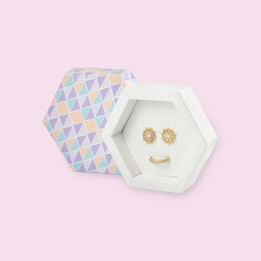 CAIXA PARA JOIAS CONJUNTO HEXAGONAL 10X10CM PACOTE COM 10 UN TRI