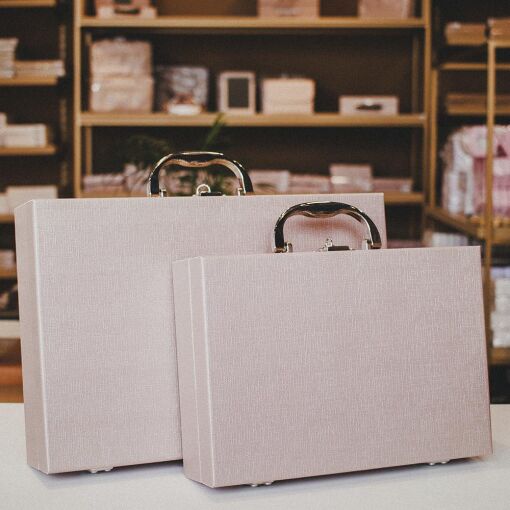 MALETA DUPLA REVENDEDORA 21X29CM LINHO ROSÉ