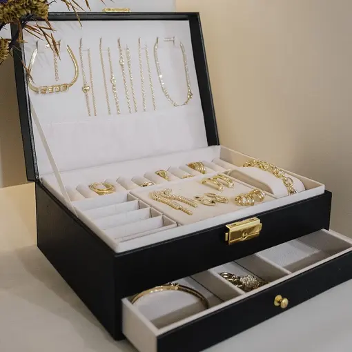 PORTA JOIAS EXCLUSIVE DUPLO PRETO