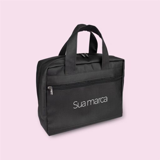 BOLSA REVENDEDORA 2 BANDEJAS E PASTA LINHO PRETO 21X29CM PERSONA