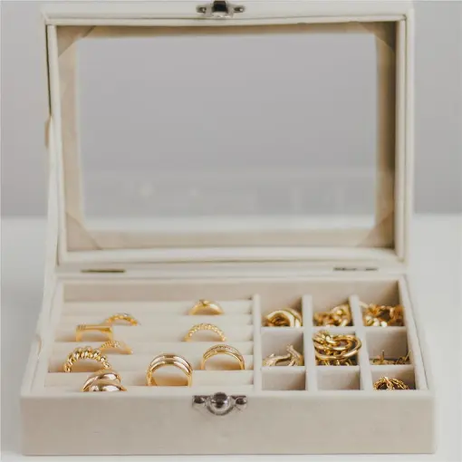 PORTA JOIAS EXCLUSIVE COM VISOR BEGE