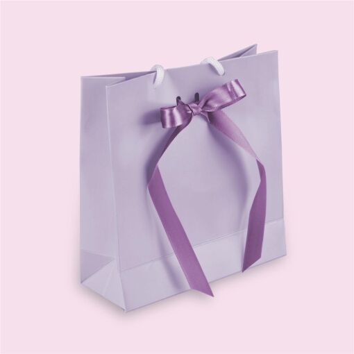 SACOLA PARA JOIAS 16X17CM COM 10 UN LAVANDA COM FITA