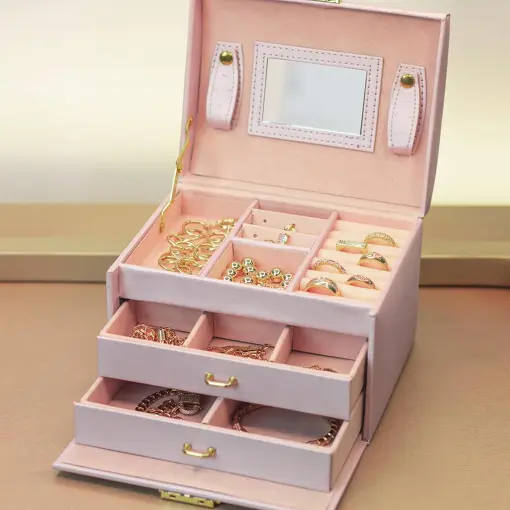 PORTA JOIAS EXCLUSIVE TRIPLO ROSA