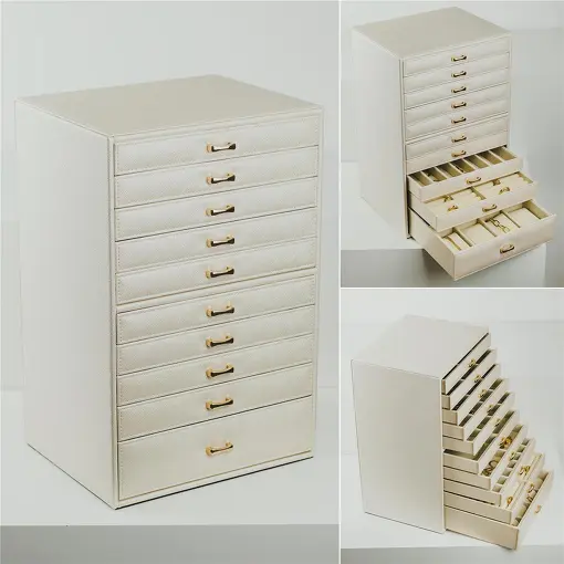 PORTA-JOIAS EXCLUSIVE PREMIUM 10 BANDEJAS OFFWHITE