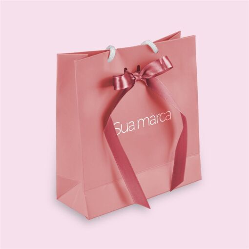 SACOLA PERSONALIZADA 16X17CM COM FITA ROSA VALOR UNIT. P/ 500 UN