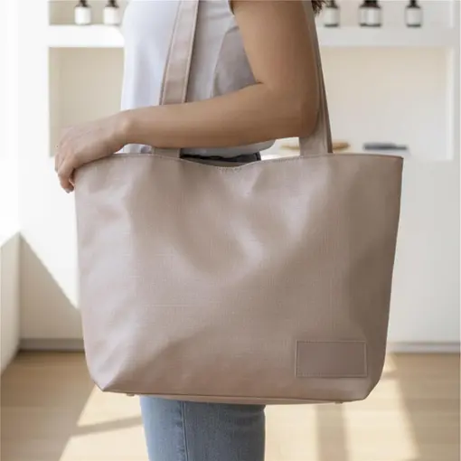 BOLSA ECOBAG COM ZIPER EM LINHO