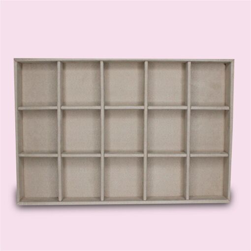 BANDEJA COM 15 DIVISÓRIAS LIVRES SUEDE AREIA 25X37,5CM