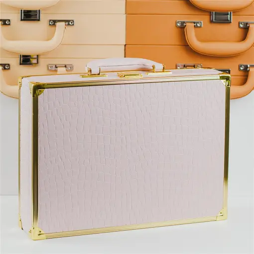 MALETA REVENDEDORA EXCLUSIVE 25X35 ROSA + DOURADO