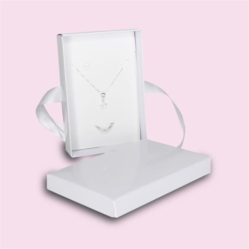 CAIXA PARA JOIAS 08X12CM COM 10 UN BRANCA COM FITA PAPER ART