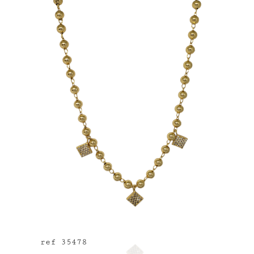 Chocker Bolinha Lisa 3 Losango Cravejado