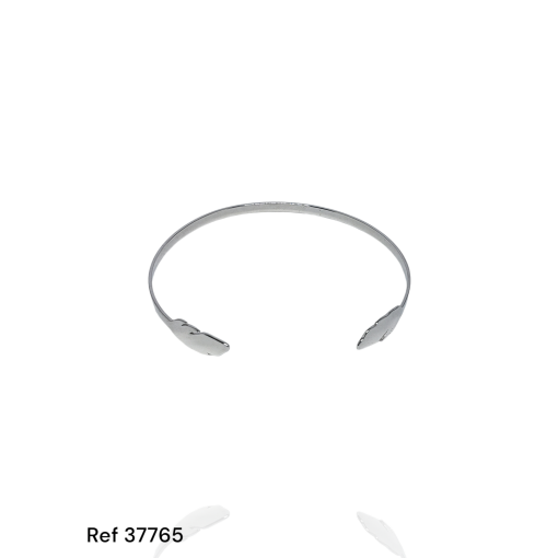 Bracelete Ouro Branco 2 Folhas Lisas