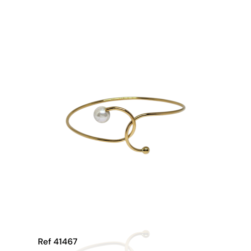 Bracelete Cruzado Perola e Bolinha Lisa